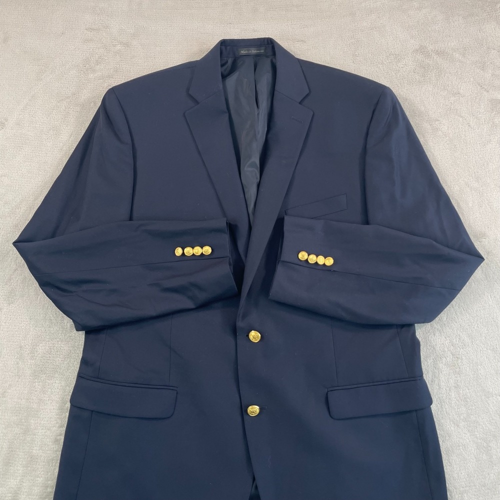 Vintage Lauren Ralph Lauren Gold Buttons Sports Coat Blazer Men‎ 44L Navy Wool